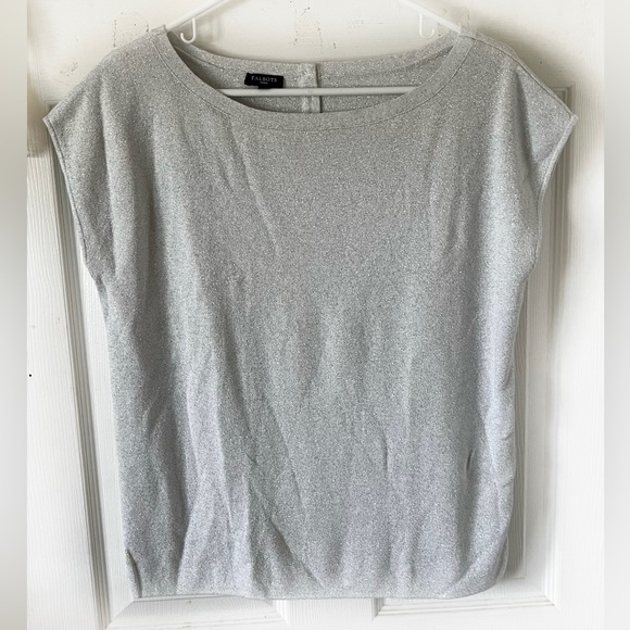 Talbots Sleeveless Silver Metallic Knit Sweater Sz X - Picture 1 of 7